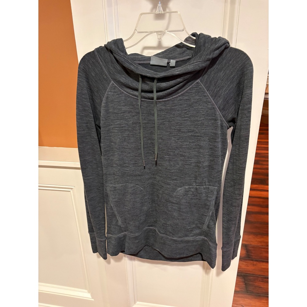Athleta Charcoal Heather‎ Cowl Neck Hoodie Long Sleeve Kangaroo Pocket XS